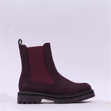 Rieker Gusset Ankle Boot With Side Zip - Mulberry